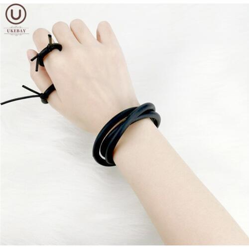 UKEBAY New 3 Circles Charm Bracelets For Women Indian Bangles Elasticity Rope Handmade Rubber Jewelry Designer Bangle Wholesale