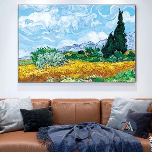 Van Gogh Wheat Field with Cypresses Art Canvas Print Painting Famous Abstract Wall Picture Living Room Home Decoration Poster