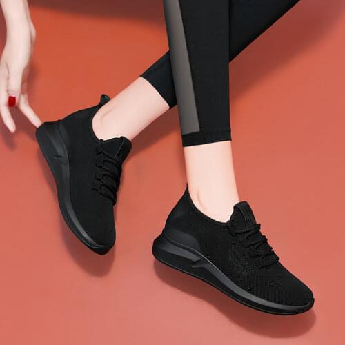 Womens Sneakers Breathable Knitted Casual Women Lace up Ladies Flats Female Spring Autumn Vulcanized Running Shoes Fashion