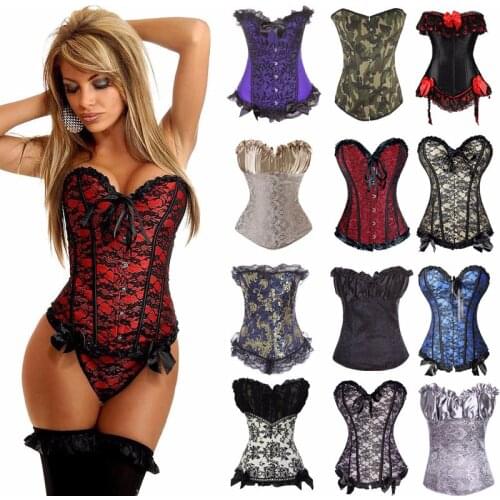 Women Gothic Sexy Waist Trainer Corset Corsets Bustiers Waist Cincher Corset Burlesque Steampunk Overbust Corselet Gothic Lady