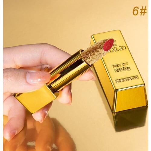 Gold Lipstick Matte Shiny Lipstick Silky Velvet Moisturizing Long Lasting Make Up Lip Cosmetics Lip Make Up