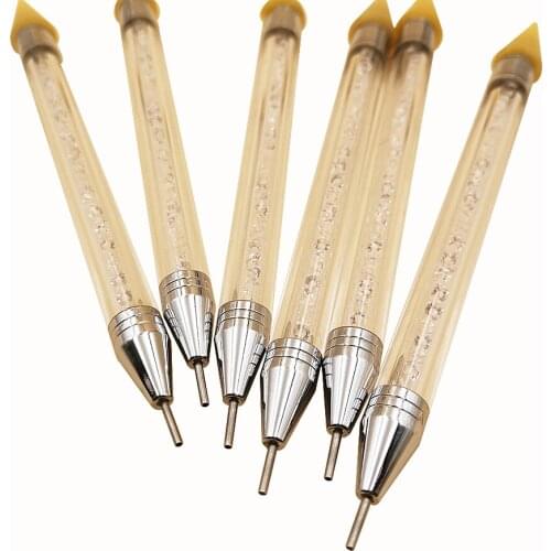 1 Pc Wax Pencil Diamond Embroidery Nail Art Double Head Point Drill Dot Painting Point Pen Rhinestone Picker Crystal Handle Tool