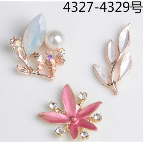 10pcs Bridal headgear new alloy accessories DIY hand leaf fork flower ornament enamel charm for wedding jewelry