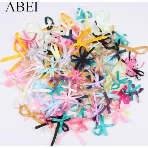 100pcs/lot Random Mix Satin Ribbon Bows Ribbon Boutique Accessories DIY