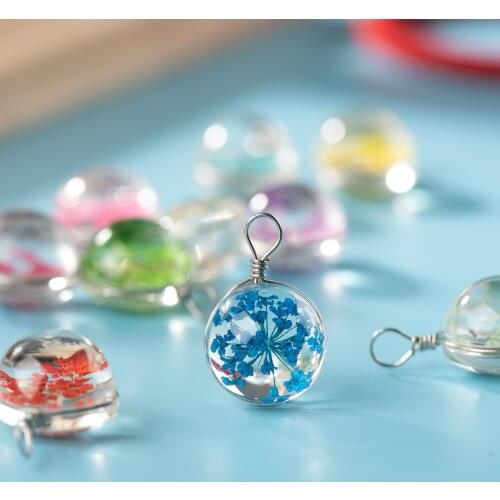 15-16mm#5pcs Iron Wire Glass Ball And Flowers Crystal Not Wooden For DIY Earrings Bracelet Necklace Jewelry Making Beads #IZ303