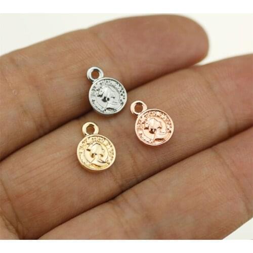 20pcs 10mm Dangling Coin Zinc alloy Jewelry DIY Charms Pendant Necklace,Eearrings,Bracelets 3 Colors