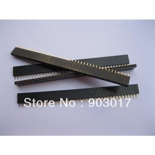 200 pcs Pitch 2.54mm 1x40 40pin Female Pin Header Socket Single Row Strip Gold Plated