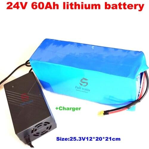 2000W 24V 60AH lithium battery BMS 7s 25.9v 60AH li ion bateria 18650 for golf cart Water yacht Inverter e bike + 5A Charger