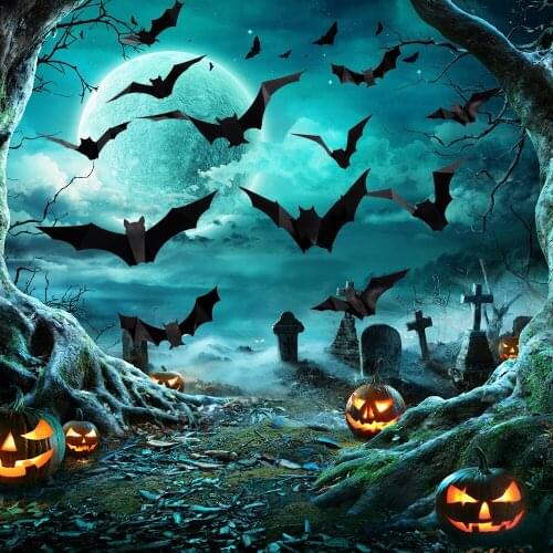 24/48pcs Halloween Decoration 3D Black PVC Bat Halloween Party Decor Bar Room Halloween Party Scary Decos Props Wall Sticker