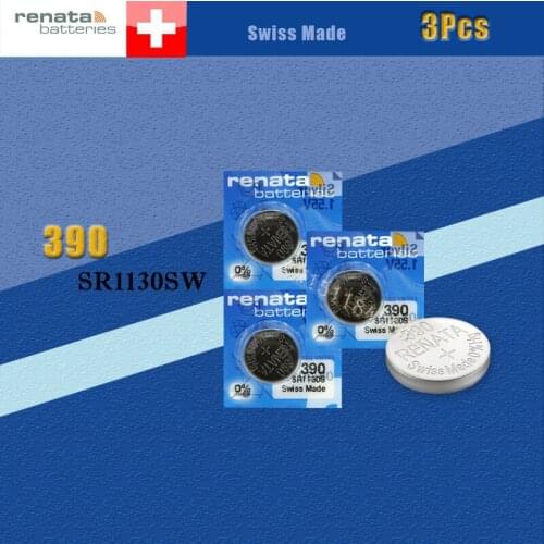 3 X renata Silver Oxide Watch Battery 390 SR1130SW 1130 1.55V 100% original brand renata 390 renata 1130 battery