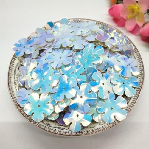 300pcs/lot Flower Loose Sequins 20mm PVC Sewing DIY Wedding Crafts Scrapbook For Clothing Shining Beige Blue AB