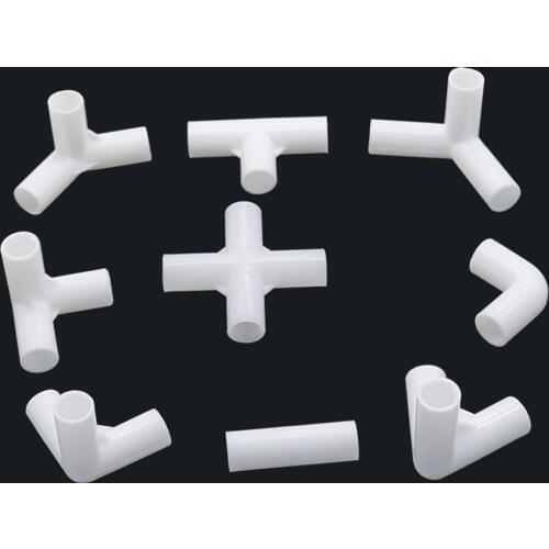 5Pcs Inner Diameter 12mm Straight Elbow 4-Way Tee Connector 60 90 120 135 Degree PVC Connector DIY Wardrobe Tent Fitting Adapter