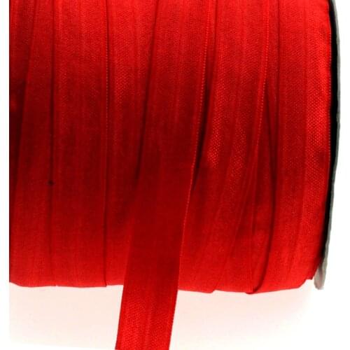 5/8"16mm solid color matt fold over elastic ribbon red foe ties hair bows gift wrap decoration crafts 50yard