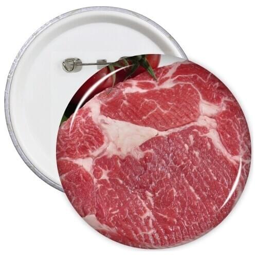 Red Steak Raw Meat Food Texture Round Pins Badge Button Clothing Decoration 5pcs Gift