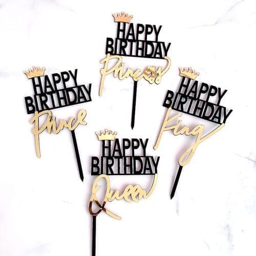 Happy Birthday Acrylic Cake Topper Gold King Queen Prince Princess Cake Topper For Birthday Party Cake Decorations Baby Shower