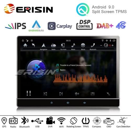Erisin 8722 12.2" Tesla Style IPS Screen 2.5D G+G 2-UI PIP Android 9.0 Car Radio PX6 Stereo DAB+ DSP Carplaly OBD2 GPS Navi