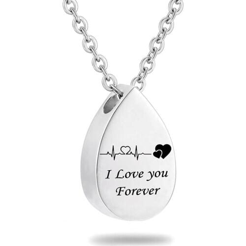 Shiny Teardrop Stainless Steel Necklace For Women Memorial Pendant Water Drop Choker Cremation Jewelry Wholesale