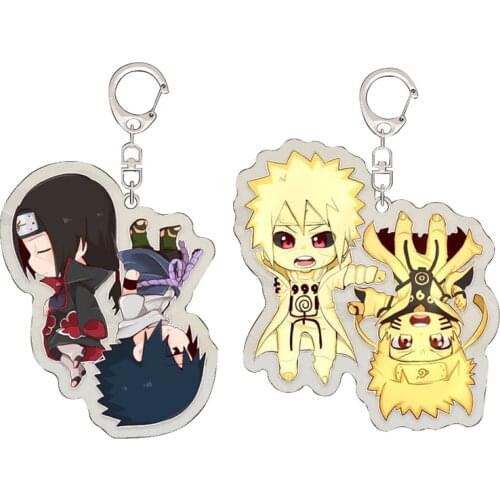 New Naruto Anime Keychain Accessories Cartoons Sasuke Uchiha Itachi Figures Acrylic Keychains Holder Charms Toys for Kids Gifts