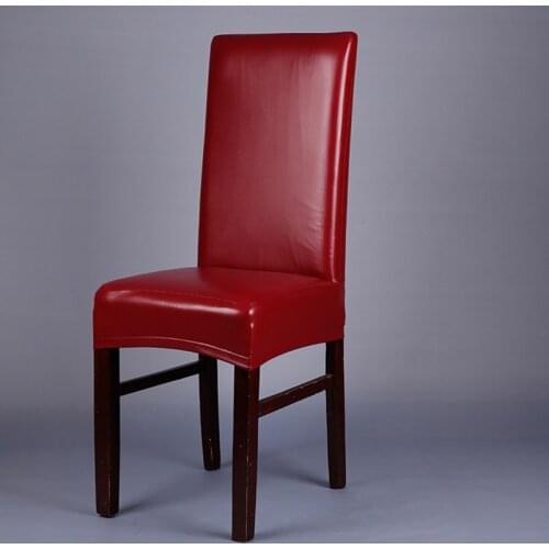 Dining Chair Covers PU Leather Stretch Chair Protector Covers for Hotel Restaurant Office Computer Waterproof Oilproof Seat Case