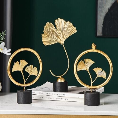 Home Decoration Creative Gold Accessories Modern Flowers Ornaments Miniature Metal Figurinas Home Decor Living Room Office Gift