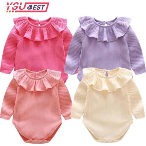 Baby Rompers Autumn Ruffle Long Sleeve Kids Onesie Newborn Baby Girls Clothes Vintage Princess Girls Jumpsuit Infant Outfits