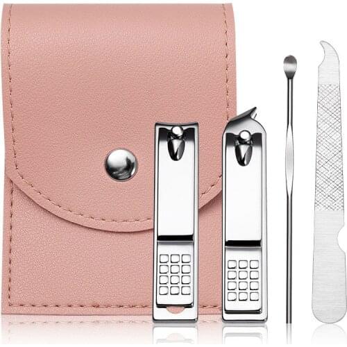4 in 1 Nail Tools Nail Clippers Ear Pick Nail File Gift Set Multifunctional Beauty Tools Nail Trimming with PU Bag