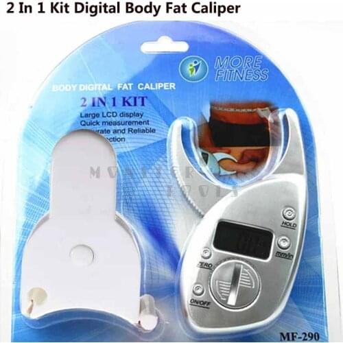 2 In 1 Kit Digital Body Fat Caliper And Body Measure Tape Digital Body Fat Analyzer + Tape Measure Pack Skin Muscle Tester