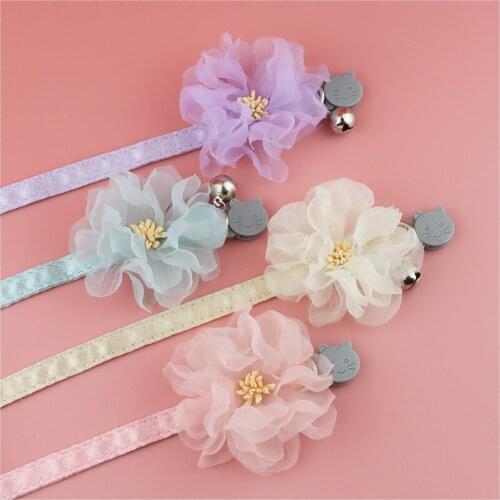 Cute Cat Bell Collar Anti-suffocation Cat Face Safety Buckle Pet Accessories Super Fairy Wind Mesh Large Flower Cat Collar
