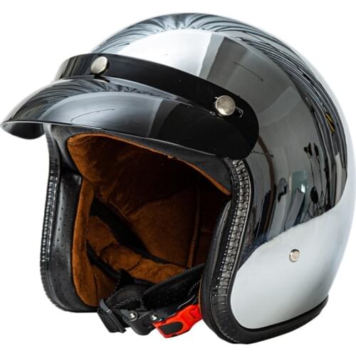 Mirror moto helmet DOT ECE Approved motorbike helmet Silver Coated Surface motorcycle helmet Retro style low profile helmet