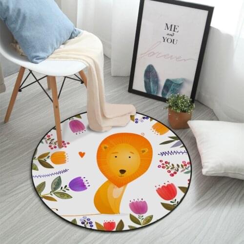 Cartoon Children Carpet Round Cartoon Cute Lion Bedroom Room Bed Home INS Floor Mat Animal Game Floor Mat Aisle Decoration Rug