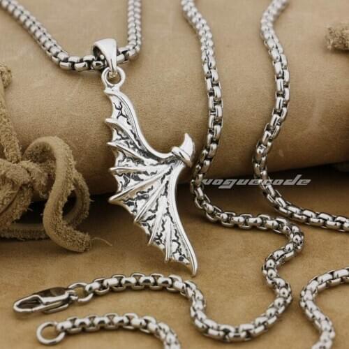 Devil Wing Claw 925 Sterling Silver Mens Biker Rocker Pendant 9J009(Necklace 26inch)