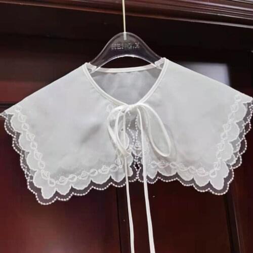 New Fake Collars Blouse Women 2021 Fashion Lace Cloud Shoulder Doll Collar Detachable Shirt Collar Top Clothes Accessories