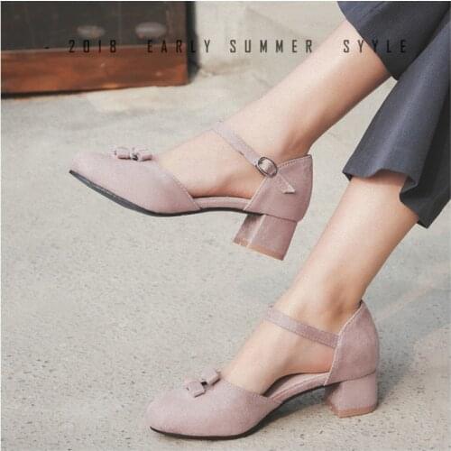 Summer new style womens shoes RETRO art bow one word button round head shallow mouth flat heel womens sandals