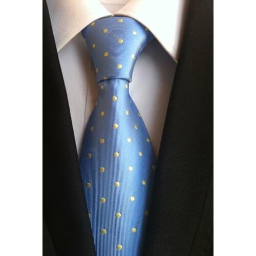 New Design Mens Spots Ties Blue with Green Fashion Dots Necktie for Party