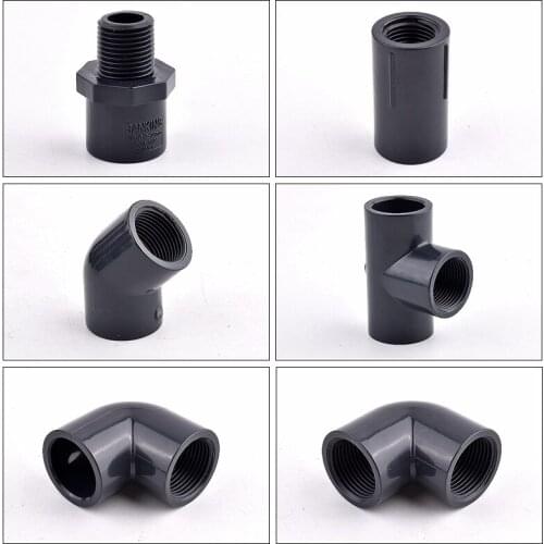 1/2"~2" Female Thread UPVC Straight Pipe Connector 45/90 Degree Elbow Tee Joint Garden Watering Irrigation Water Tube Fittings