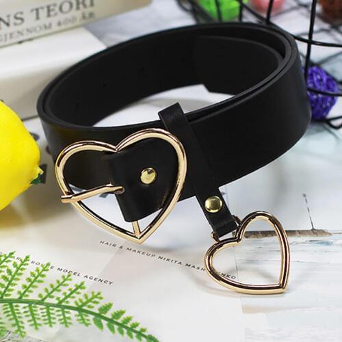 Women Party Dress Faux Leather Heart Metal Pin Buckle Waist Belt Strap Waistband
