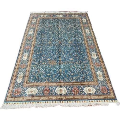 Seeykeep™ 7x10ft Rectangle Pure Silk Handknotted Oriental Traditional Persian Rug With Elegant Floral Design-SK3036089