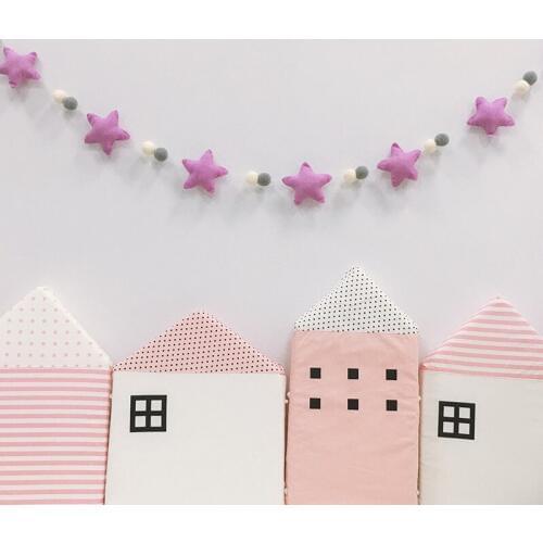 Handmade Wool Felt Balls & Star Garlands Kids Room Wall Decorations Cute Wedding Ornament Christmas Best Decor Gifts