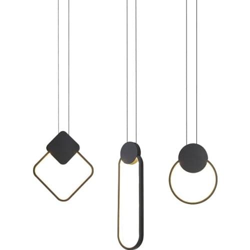 Modern Pendant Lamp Gold Black Simple Atmosphere Living Room Bed Room Bedside Cafe Decorative Lamps LED Iron Acrylic Lighting