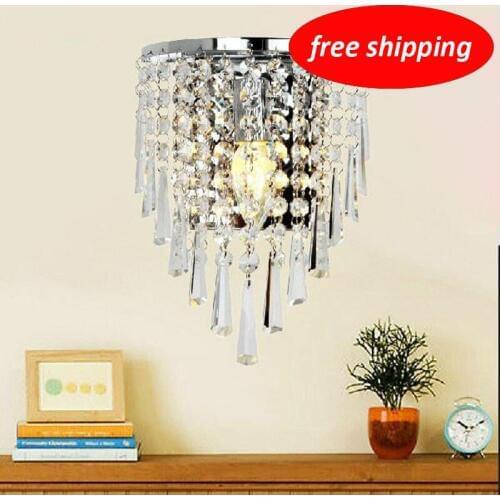 Modern Bedside crystal wall lamp bedside lamp American minimalist bedroom living room lighting aisle stairs Bracket Lamps