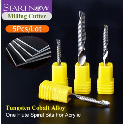 Startnow 12Pcs/Lot Milling Cutter 3.175/4/6mm CNC Router Tungsten 1 Flute Spiral Bits Acrylic PVC Plastic End Mill Cutting