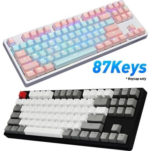 87Pcs/Set PBT Color Matching Light-proof Mechanical Keyboard Keycaps Replacement Keyboards Accessories For Gaming Keyboards