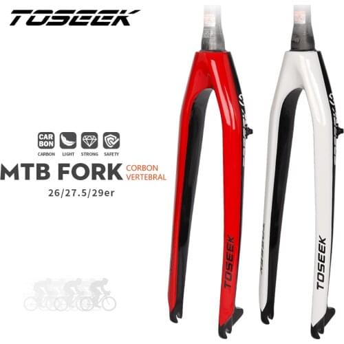 TOSEEK Bicycle Fork 29 Full Carbon Fiber Mountain Bike Fork Hard Fork Tapered Fit Disc Brake1-1/2 And 28.6mm Fork For Bicycle