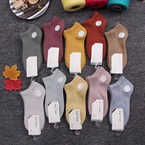 Women Ankle Socks Solid Color Socks Cotton Spring Summer Fashion Colorful Ladies Female Invisible Slipper Short Socks for Girls