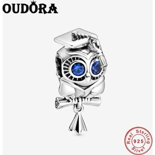 Fit Original Pandora Charms Bracelet 925 Sterling Silver Pendant Wise Owl Graduation Charm Beads Women Fasion Jewelry Berloque
