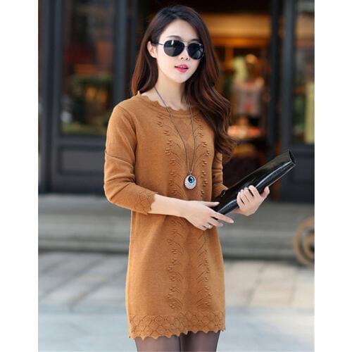 Fashion Knit Sweater Women 2019 Autumn Winter Long-Sleeved Round Neck Knit Bottoming Shirt Womens Knit Dress Wild Sweater A502