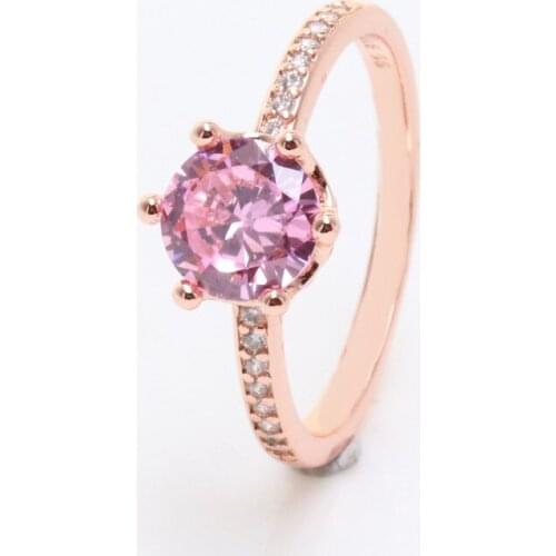 Bewill Authentic 925 Sterling Silver Rose gold sparkling crown ring For Women Original Jewelry