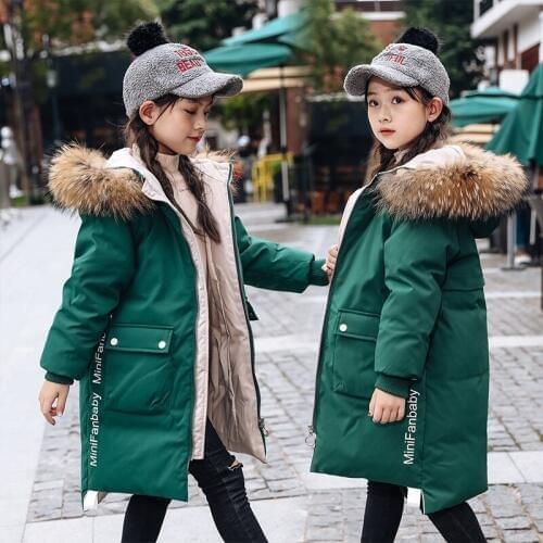 Winter Down Jacket For Girls Hooded Thicken Warm Girls Winter Coat 5-12 Years Kids Parka Children Outerwear Snowsuit