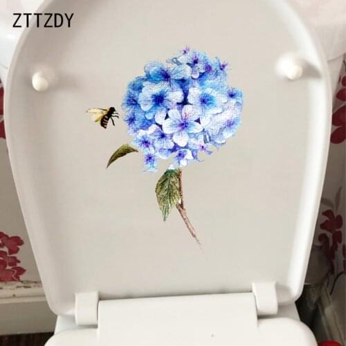 ZTTZDY 18*24.5CM Blue Hydrangea Modern Art Bedroom Wall Sticker Toilet Decal Home Decor T2-0369