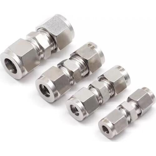 1/8" 1/4" 3/8" 1/2" 3/4/6/8/10/12/14/16/18/20/25/30mm OD Double Ferrule Compression Union Connector Stainless 304